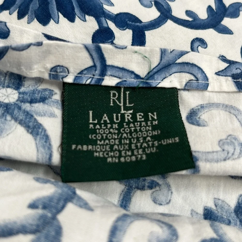 Ralph Lauren Risette Twin Flat Fitter White Blue Cotton Bundle Sheets